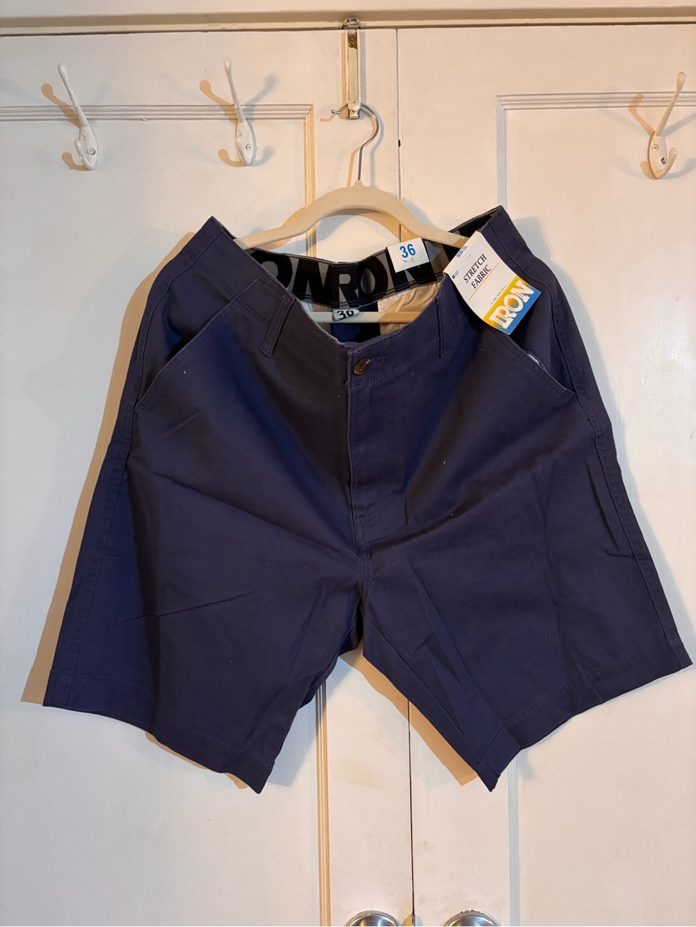 Men's Flat Front Stretch Shorts in Navy by Iron